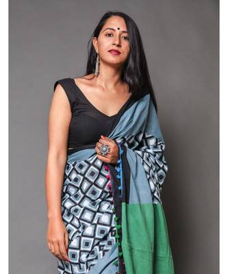  cotton printed   saree with   blouse 4