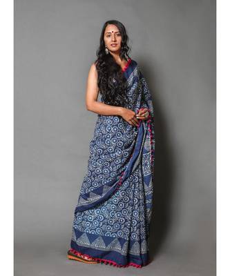  cotton printed   saree with   blouse 2