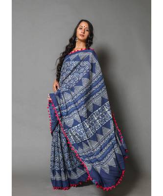  cotton printed   saree with   blouse 3