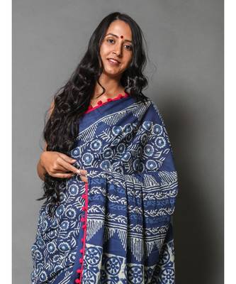  cotton printed   saree with   blouse 4