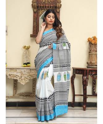  cotton printed   saree with   blouse 1