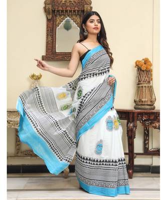  cotton printed   saree with   blouse 2