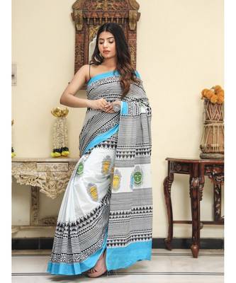  cotton printed   saree with   blouse 3