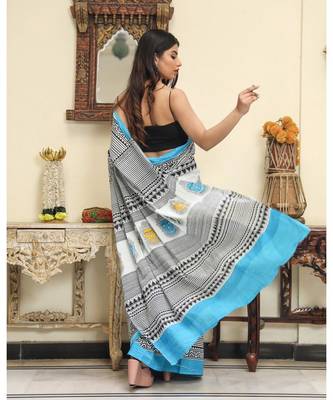  cotton printed   saree with   blouse 4