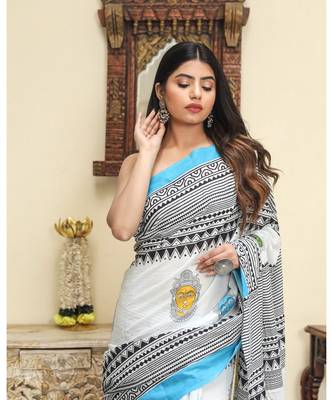  cotton printed   saree with   blouse 5