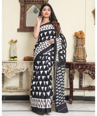  cotton printed   saree with   blouse 1