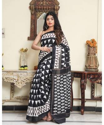  cotton printed   saree with   blouse 2