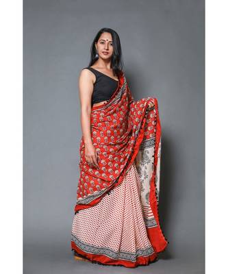  cotton printed   saree with   blouse 1