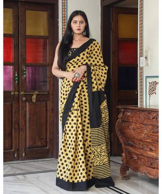  cotton printed   saree with   blouse 1