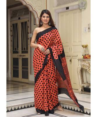  cotton printed   saree with   blouse 1