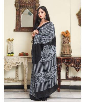  cotton printed   saree with   blouse 3