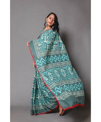  cotton printed   saree with   blouse 2