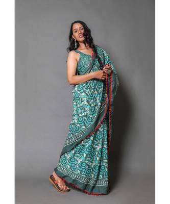  cotton printed   saree with   blouse 3