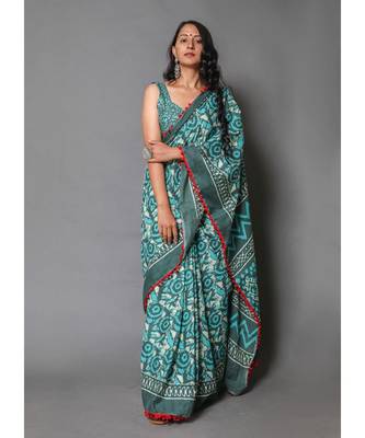  cotton printed   saree with   blouse 4
