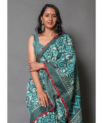  cotton printed   saree with   blouse 5