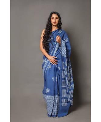  cotton printed   saree with   blouse 1