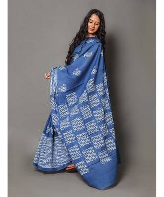  cotton printed   saree with   blouse 2