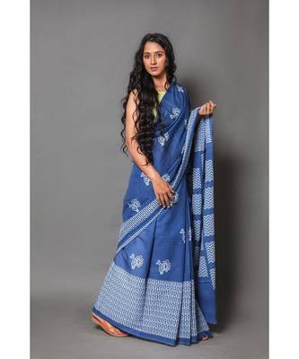  cotton printed   saree with   blouse 3