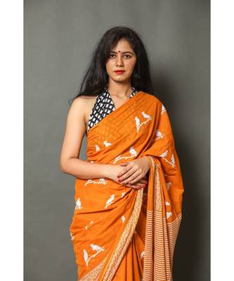  cotton printed   saree with   blouse 2