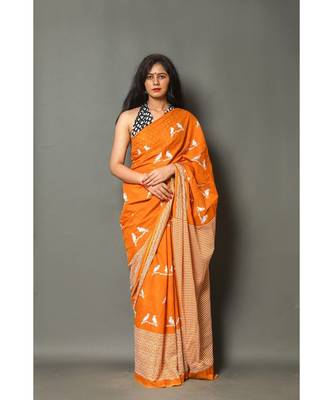  cotton printed   saree with   blouse 1