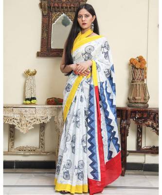  cotton printed   saree with   blouse 1
