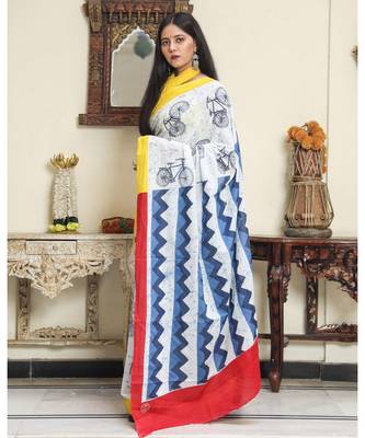  cotton printed   saree with   blouse 2