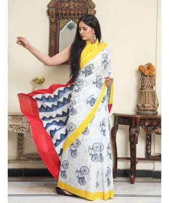  cotton printed   saree with   blouse 3