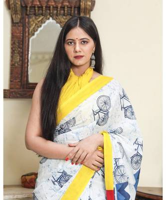  cotton printed   saree with   blouse 4