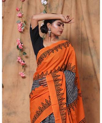  cotton printed   saree with   blouse 4