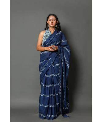  cotton printed   saree with   blouse 1