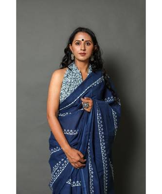 cotton printed   saree with   blouse 4