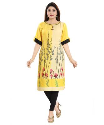 Yellow Rayon Long Kurti for Everyday Wear 1