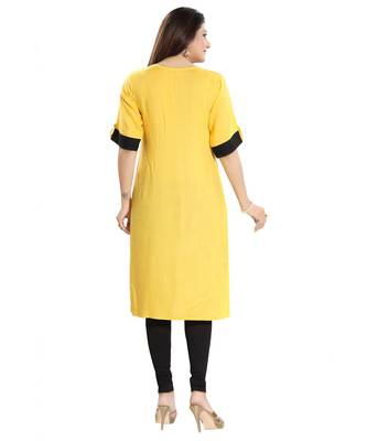Yellow Rayon Long Kurti for Everyday Wear 2