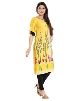 Yellow Rayon Long Kurti for Everyday Wear 3