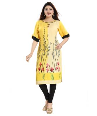 Yellow Rayon Long Kurti for Everyday Wear 4