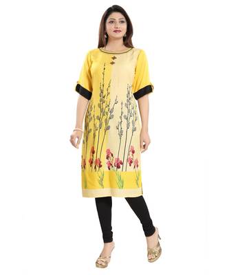 Yellow Rayon Long Kurti for Everyday Wear 5