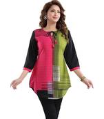 Stunningly Edgy Hot Pink Digitally Printed Short Kurti kurti