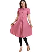 Coral Color Midi Style Long Kurti