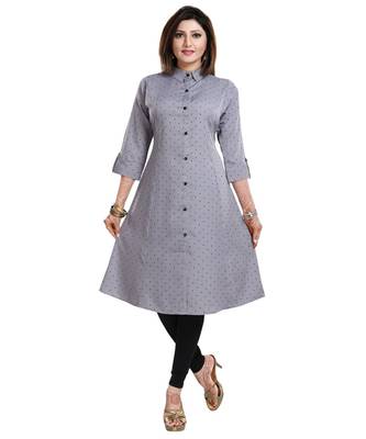 Gray Color Midi Style Long Kurti 1
