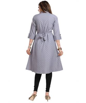 Gray Color Midi Style Long Kurti 2