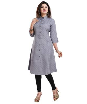 Gray Color Midi Style Long Kurti 4
