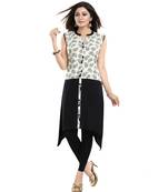 Elegant Rayon Black And Cream kurti kurti Kurta With Show Buttons For Women
