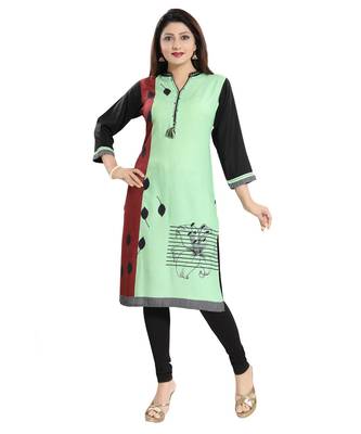 Black Rayon Cotton Long Kurti for Everyday Wear 1