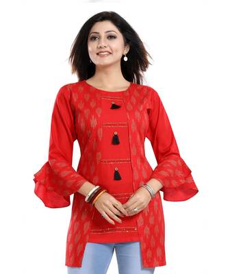 DESIGNER SHORT RED kurti 1