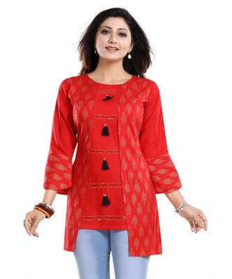DESIGNER SHORT RED kurti 4