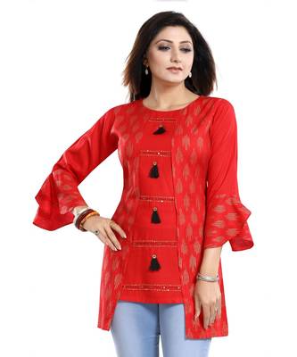 DESIGNER SHORT RED kurti 5