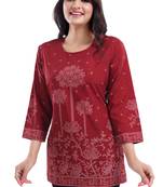 Red printed crepe short-kurtis