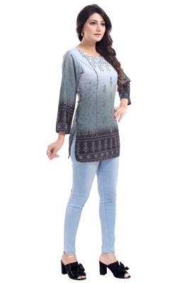 Multicolor printed crepe short-kurtis 3