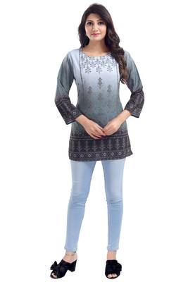 Multicolor printed crepe short-kurtis 5