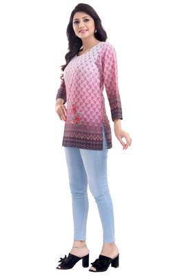 Multicolor printed crepe short-kurtis 3